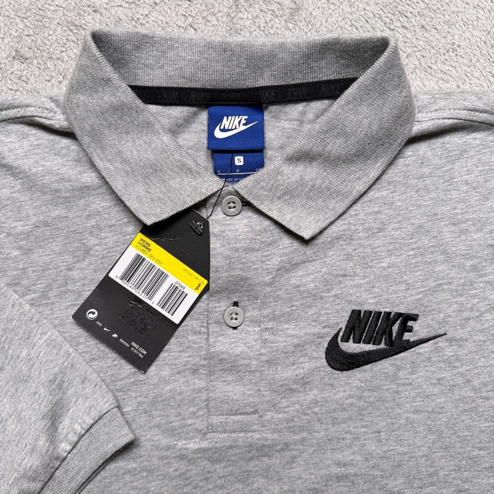 Nike Sportswear Shirt Mens Small Heather Gray Cotton Jersey Polo 832865-063